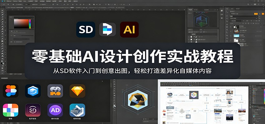 零基础AI设计创作实战教程：从SD软件入门到创意出图，轻松打造差异化自媒体内容-轻资本网