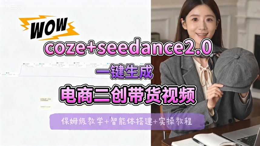 【Coze工作流搭建实操教程】seedance2.0+coze一键生成电商二创带货视频，全流程保姆级教学-轻资本网