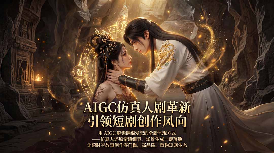 AIGC 仿真人短剧创作革新，解锁仙侠爱恋全新呈现，一键出高质场景，零门槛打造爆款剧集-轻资本网
