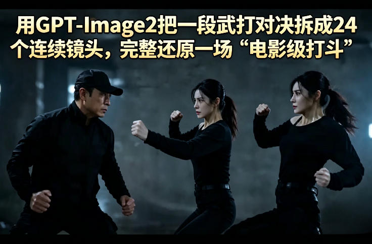 用GPT-Image2把一段武打对决拆成24个连续镜头，完整还原一场“电影级打斗”-轻资本网
