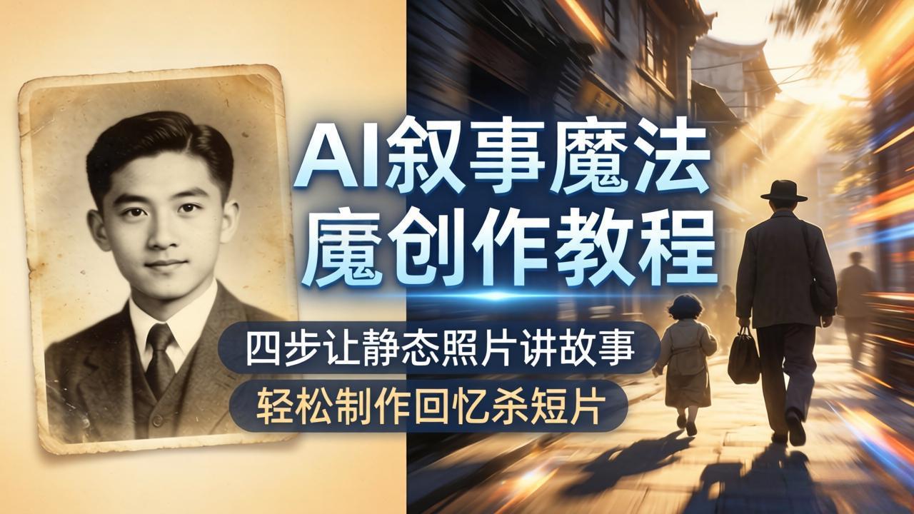 AI叙事魔法创作教程，四步让静态照片讲故事，老照片修复加动态特效，轻松制作回忆杀短片-轻资本网