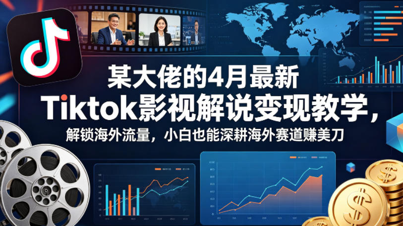 某大佬的4月最新Tiktok影视解说变现教学，解锁海外流量，小白也能深耕海外赛道賺美刀-轻资本网