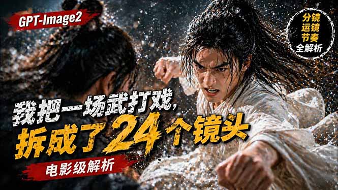 用GPT-Image2，把一段武打对决拆成24个连续镜头，从人物建立、动作衔接、运镜节奏，到情绪爆发-轻资本网