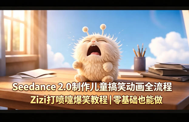Seedance 2.0制作儿童搞笑动画全流程Zizi打喷嚏爆笑教程｜零基础也能做-轻资本网