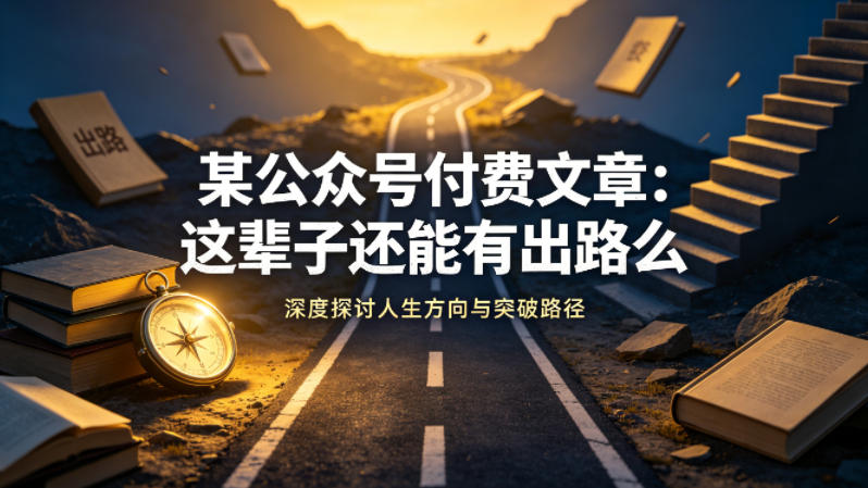 某公众号付费文章：这辈子还能有出路么-轻资本网
