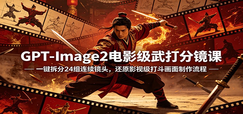GPT-Image2电影级武打分镜课：一键拆分24组连续镜头，还原影视级打斗画面制作流程-轻资本网