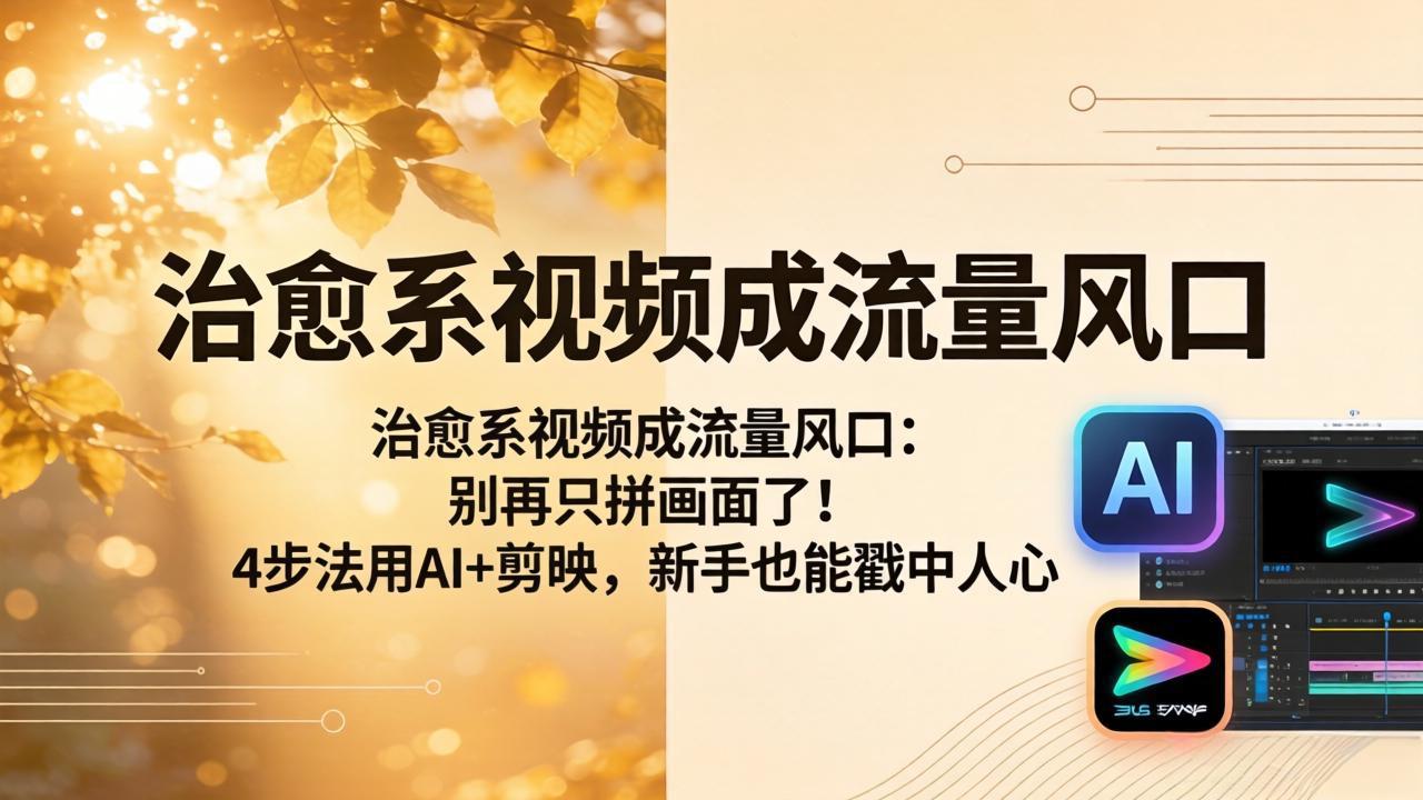 治愈系视频成流量风口：别再只拼画面了！4步法用AI+剪映，新手也能戳中人心-轻资本网