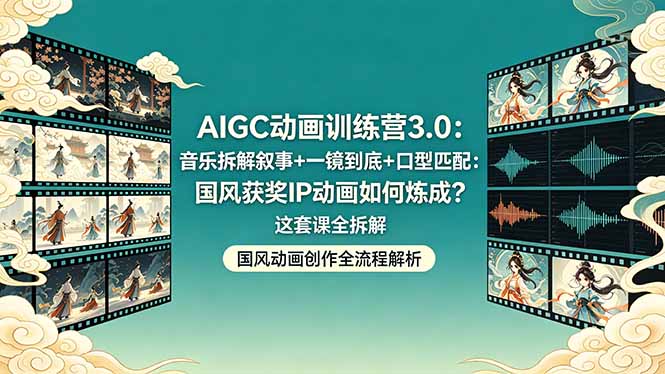 AIGC动画训练营3.0：音乐拆解叙事+一镜到底+口型匹配：国风获奖IP动画如何炼成？这套课全拆解-轻资本网