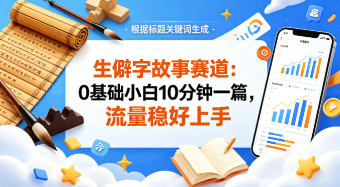 公众号流量主——生僻字故事赛道，流量稳，好上手，0基础小白也能10分钟一篇-轻资本网