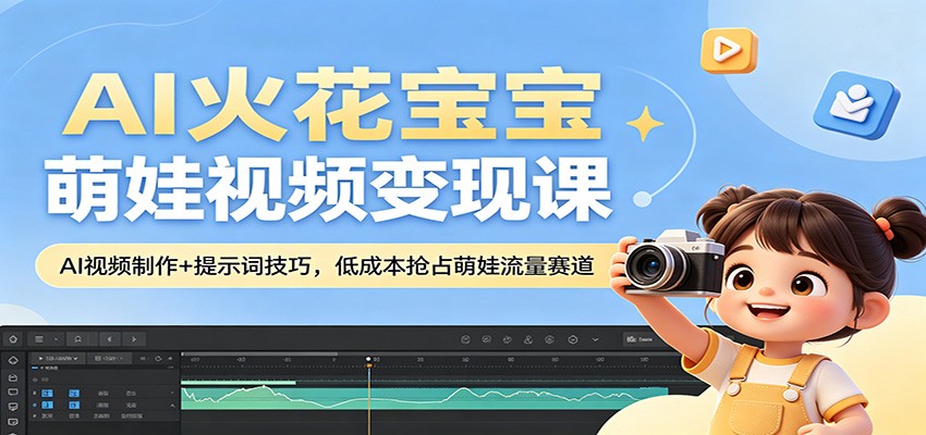 AI火花宝宝萌娃视频变现课：AI视频制作+提示词技巧，低成本抢占萌娃流量赛道-轻资本网