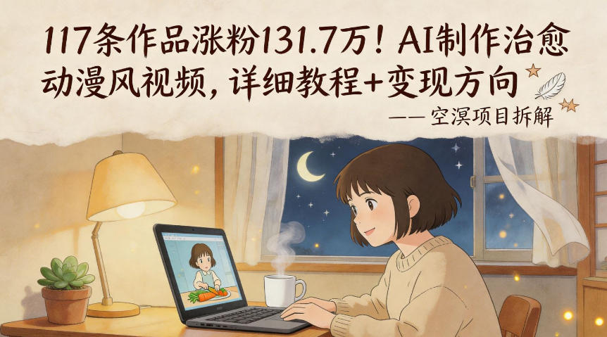 117条作品涨粉131.7W！AI制作治愈动漫风视频，详细教程+变现方向-轻资本网