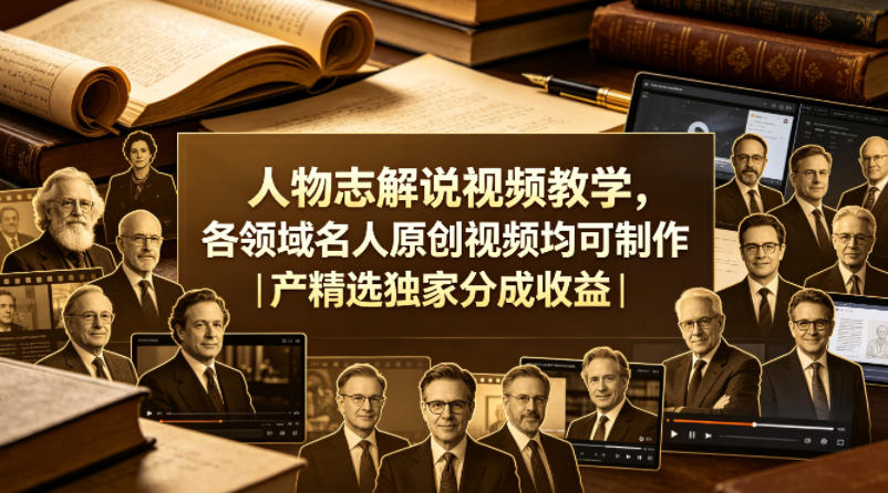 人物志解说视频教学，各领域名人原创视频均可制作丨精选独家分成收益(更新0430)-轻资本网