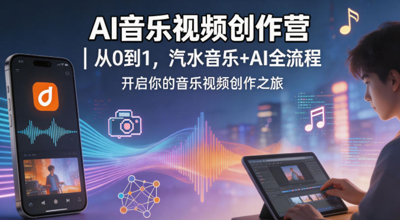 AI音乐视频创作营｜从0到1，汽水音乐+AI全流程，开启你的音乐视频创作之旅-轻资本网