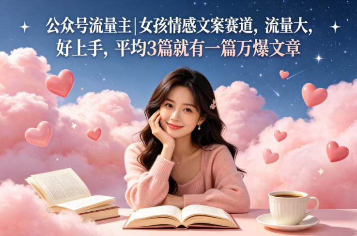 公众号流量主女孩情感文案赛道，流量大，好上手，平均3篇就有一篇万爆文章-轻资本网