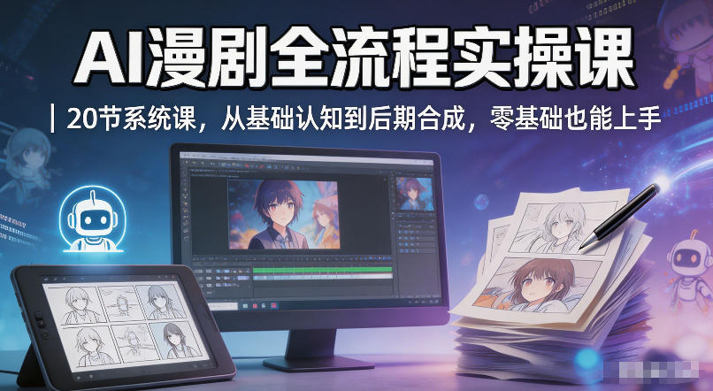 AI漫剧全流程实操课｜20节系统课，从基础认知到后期合成，零基础也能上手-轻资本网