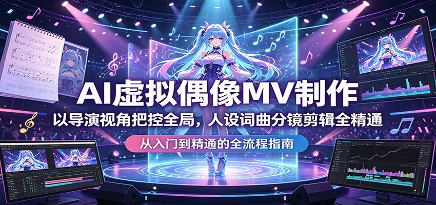AI虚拟偶像MV制作：以导演视角把控全局，人设词曲分镜剪辑全精通-轻资本网
