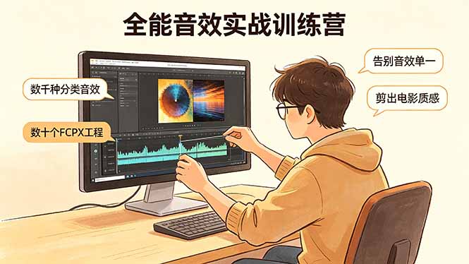 全能音效实战训练营：数千种分类音效+数十个FCPX工程，告别音效单一，剪出电影质感-轻资本网