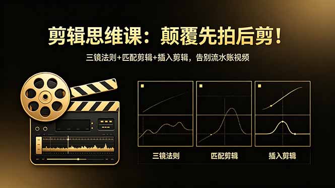 剪辑思维课：颠覆先拍后剪！三镜法则+匹配剪辑+插入剪辑，告别流水账视频-轻资本网