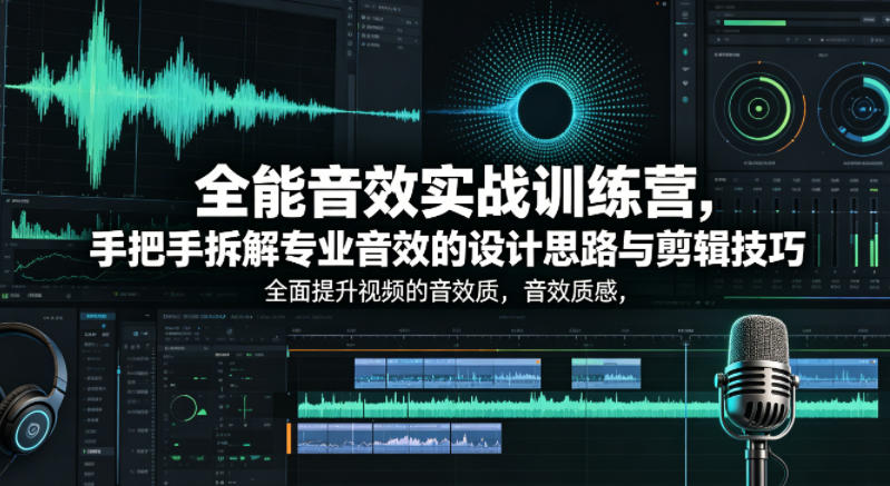全能音效实战训练营，手把手拆解专业音效的设计思路与剪辑技巧，全面提升视频的音效质感-轻资本网