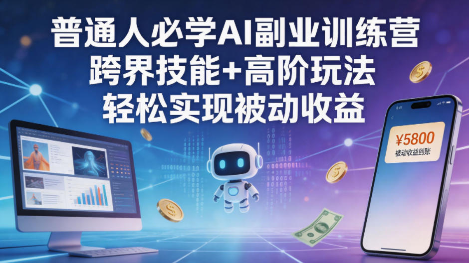 普通人必学AI副业训练营跨界技能+高阶玩法轻松实现被动收益-轻资本网