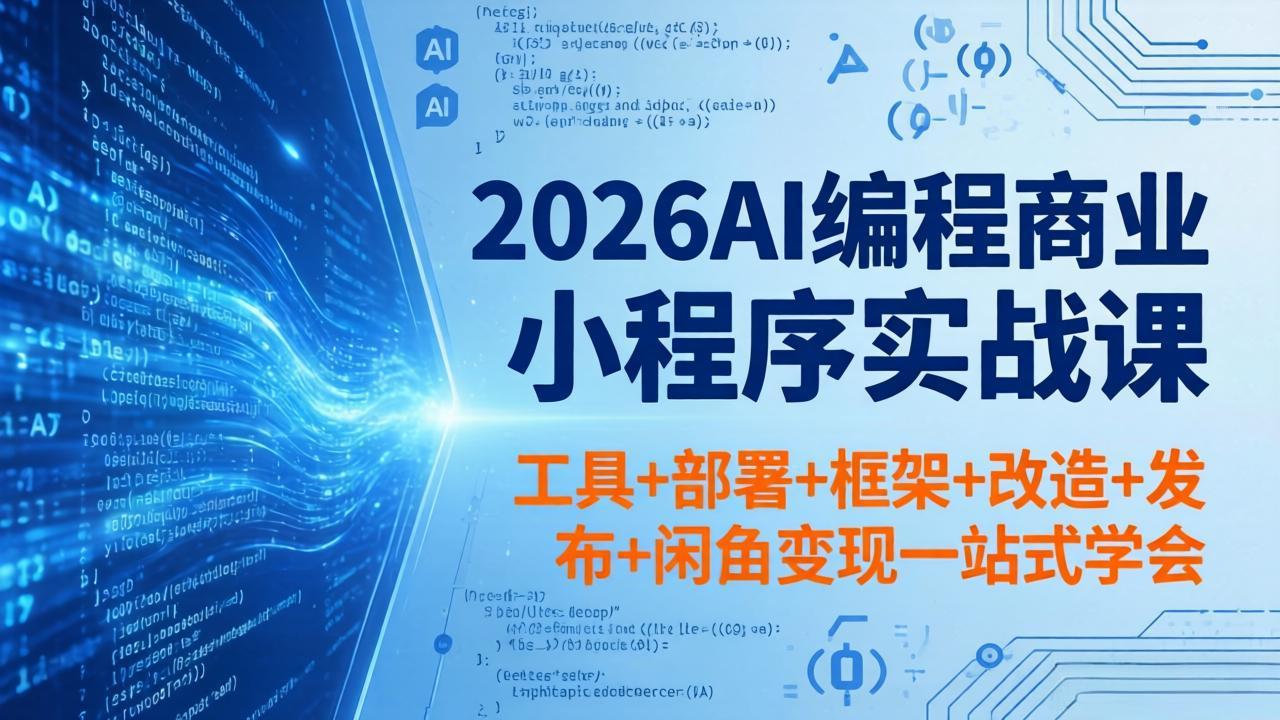 2026AI编程商业小程序实战课，工具+部署+框架+改造+发布+闲鱼变现一站式学会-轻资本网