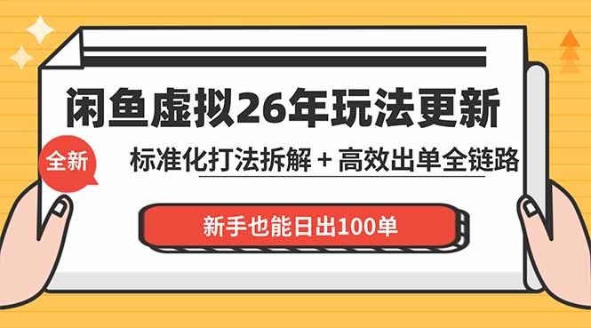 闲鱼虚拟从0到1系统化运营课程：标准化打法拆解 + 高效出单全链路教学，新手也能日出100单-轻资本网