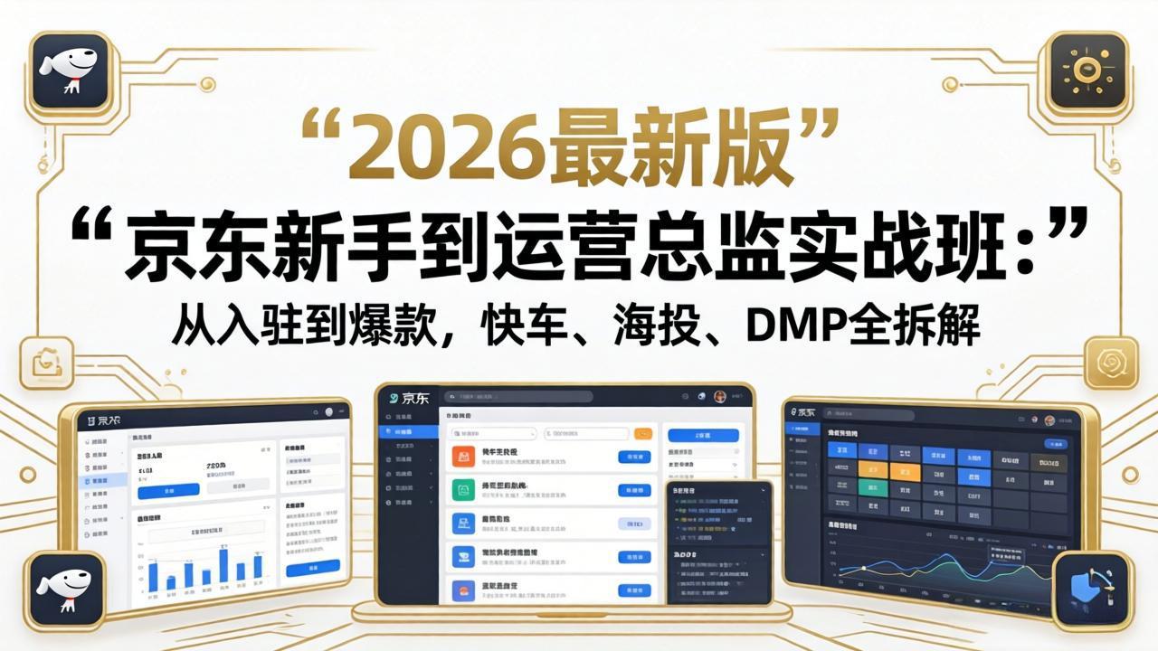 京东新手到运营总监实战班：从入驻到爆款，快车、海投、DMP全拆解，2026最新版-轻资本网
