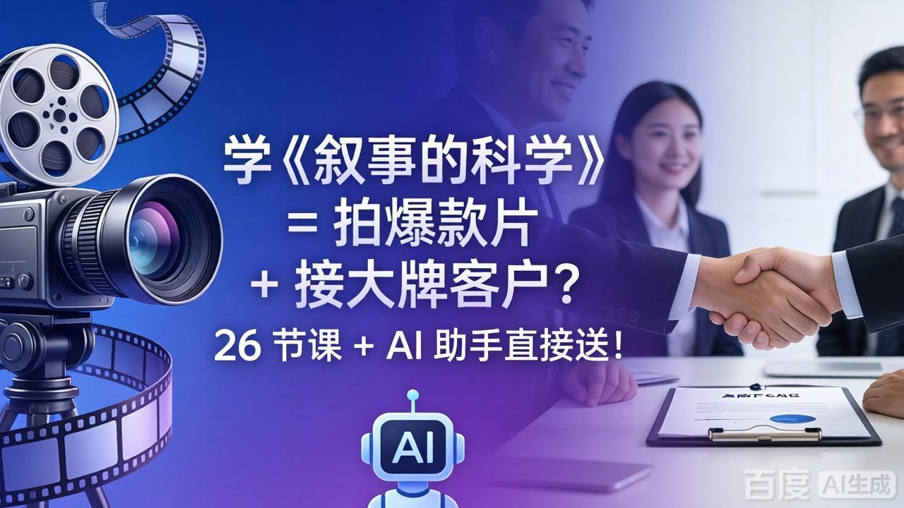 学《叙事的科学》= 拍爆款片 + 接大牌客户？26 节课 + AI 助手直接送！-轻资本网