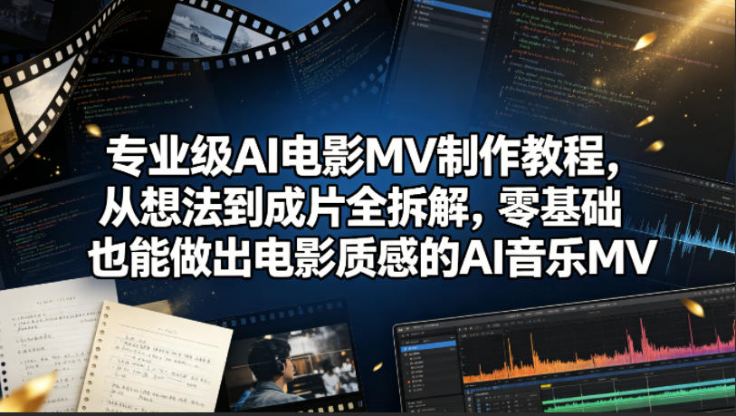 专业级AI电影MV制作教程，从想法到成片全拆解，零基础也能做出电影质感的AI音乐MV-轻资本网