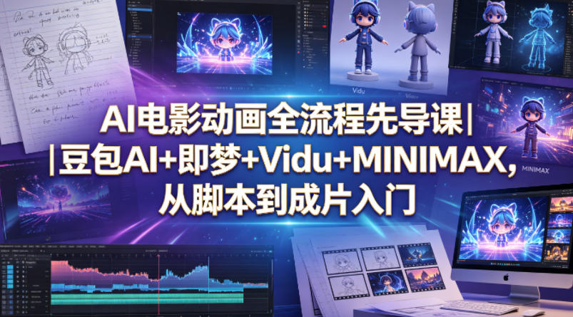 AI电影动画全流程先导课｜豆包AI+即梦+Vidu+MINIMAX，从脚本到成片入门-轻资本网