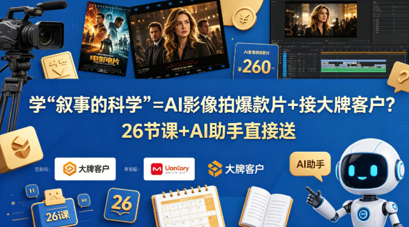 学《叙事的科学》=AI影像拍爆款片+接大牌客户？26节课+AI助手直接送【原创双语字幕】-轻资本网