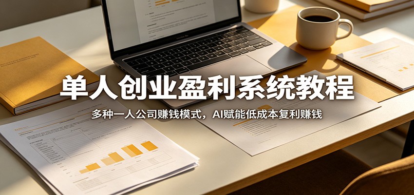 单人创业盈利系统教程：多种一人公司赚钱模式，AI赋能低成本复利赚钱-轻资本网