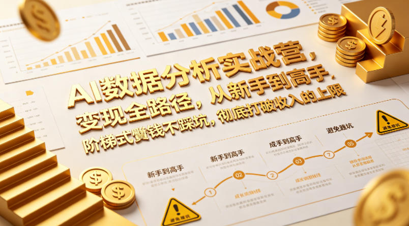 AI数据分析实战营，变现全路径，从新手到高手，阶梯式賺钱不踩坑，彻底打破收入的上限-轻资本网
