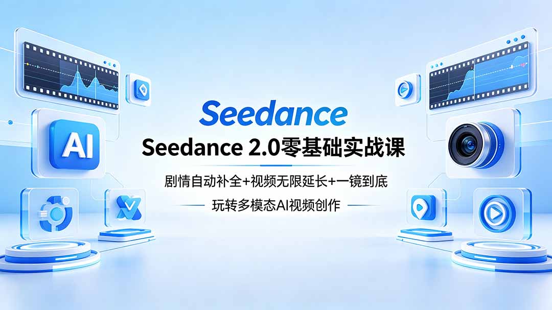 Seedance 2.0零基础实战课：剧情自动补全+视频无限延长+一镜到底：玩转多模态AI视频创作-轻资本网
