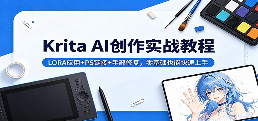 Krita AI创作实战教程：LORA应用+PS链接+手部修复，零基础也能快速上手-轻资本网