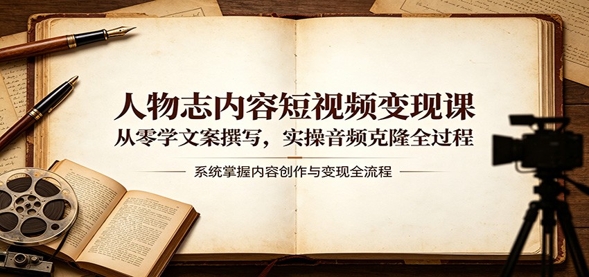 人物志内容短视频变现课：从零学文案撰写，实操音频克隆全过程-轻资本网