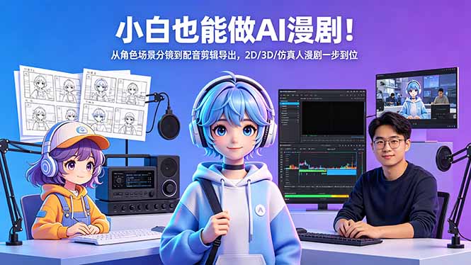 小白也能做AI漫剧！从角色场景分镜到配音剪辑导出，2D/3D/仿真人漫剧一步到位-轻资本网