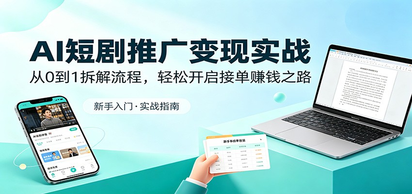AI短剧推广变现实战：从0到1拆解流程，轻松开启接单赚钱之路-轻资本网