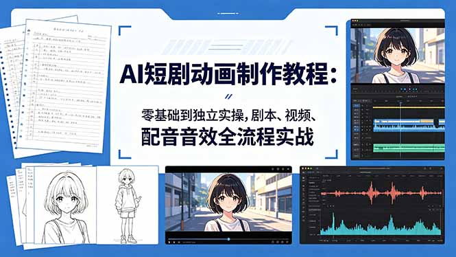 AI短剧动画制作教程：零基础到独立实操，剧本、视频、配音音效全流程实战-轻资本网