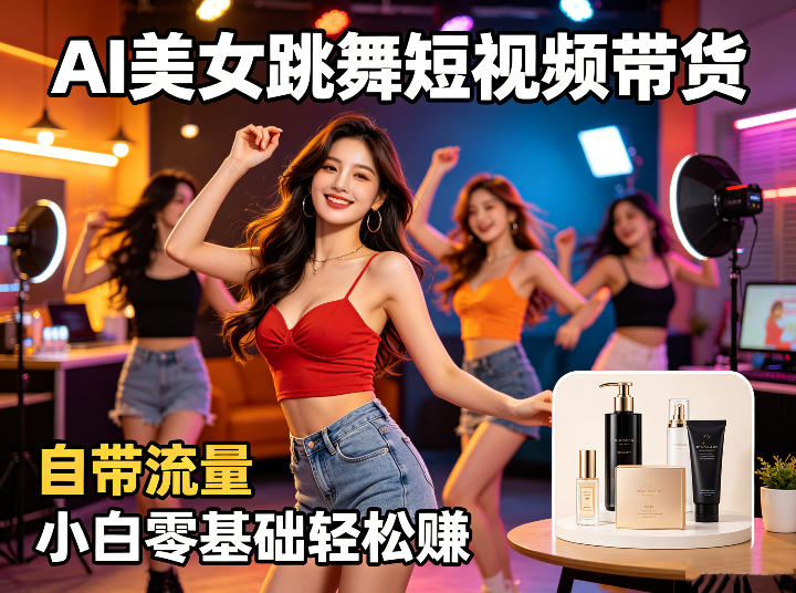 AI美女跳舞短视频带货：自带流量，小白零基础轻松賺，详细拆解-轻资本网