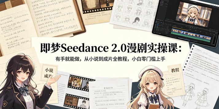 即梦Seedance 2.0漫剧实操课：有手就能做，从小说到成片全教程，小白零门槛上手-轻资本网