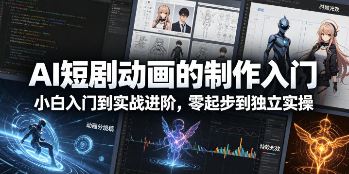 AI短剧动画的制作入门，小白入门到实战进阶，零起步到独立实操-轻资本网