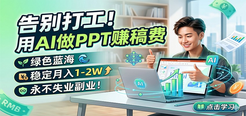 告别打工!用AI做PPT赚稿费,绿色蓝海,稳定月入1-2W,永不失业副业!-轻资本网