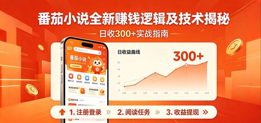 番茄小说全新赚钱逻辑及技术日收300+，小白新书皆可做！无脑赚就行了！-轻资本网