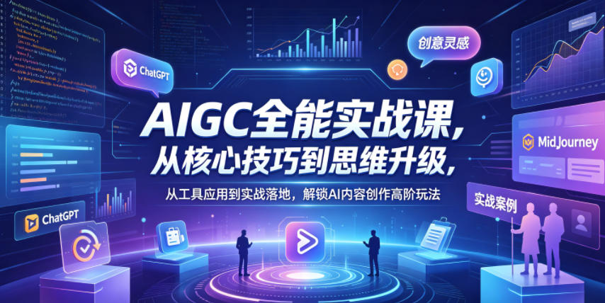 AIGC全能实战课，从核心技巧到思维升级，从工具应用到实战落地，解锁AI内容创作高阶玩法-轻资本网