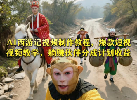 AI西游记视频制作教程，爆款短视频教学，躺賺伙伴分成计划收益-轻资本网