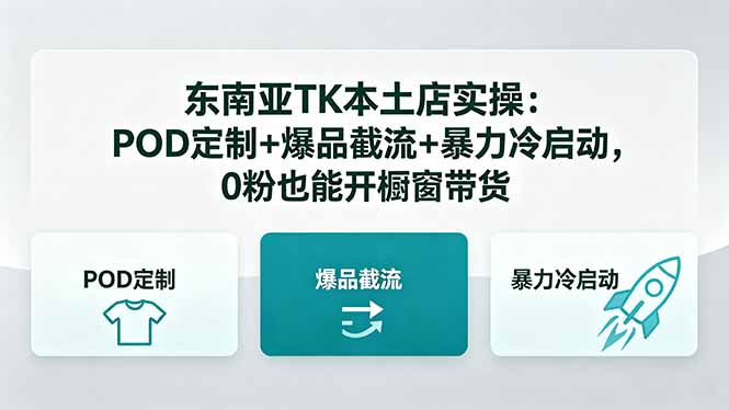 东南亚TK本土店实操：POD定制+爆品截流+暴力冷启动，0粉也能开橱窗带货-轻资本网