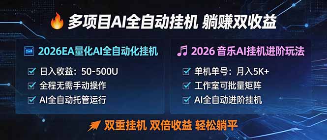 多项目AI自动挂机玩法：双重挂机，双倍收益，轻松躺平-轻资本网