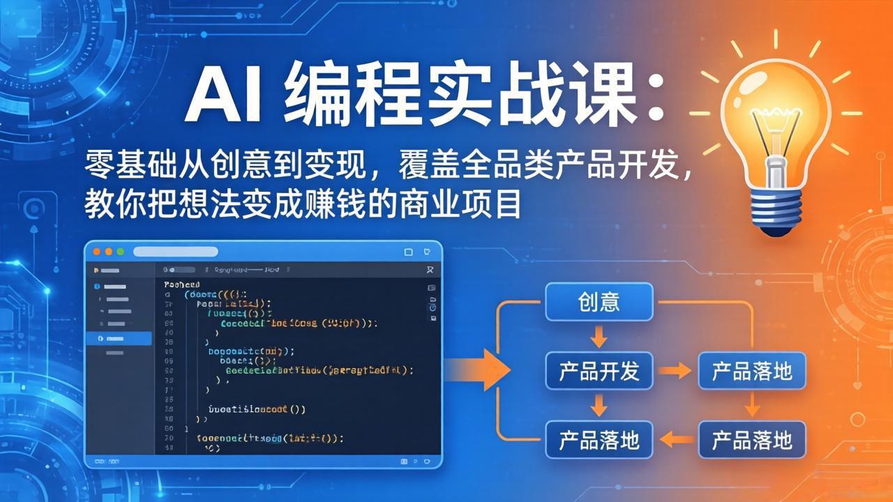 AI编程实战课-第三期-5月9更新：零基础从创意到变现，覆盖全品类产品开发，把想法变成赚钱项目-轻资本网