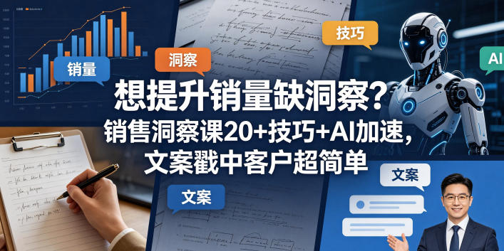 想提升销量缺洞察？销售洞察课20+技巧+AI加速，文案戳中客户超简单【原创双语字幕】-轻资本网